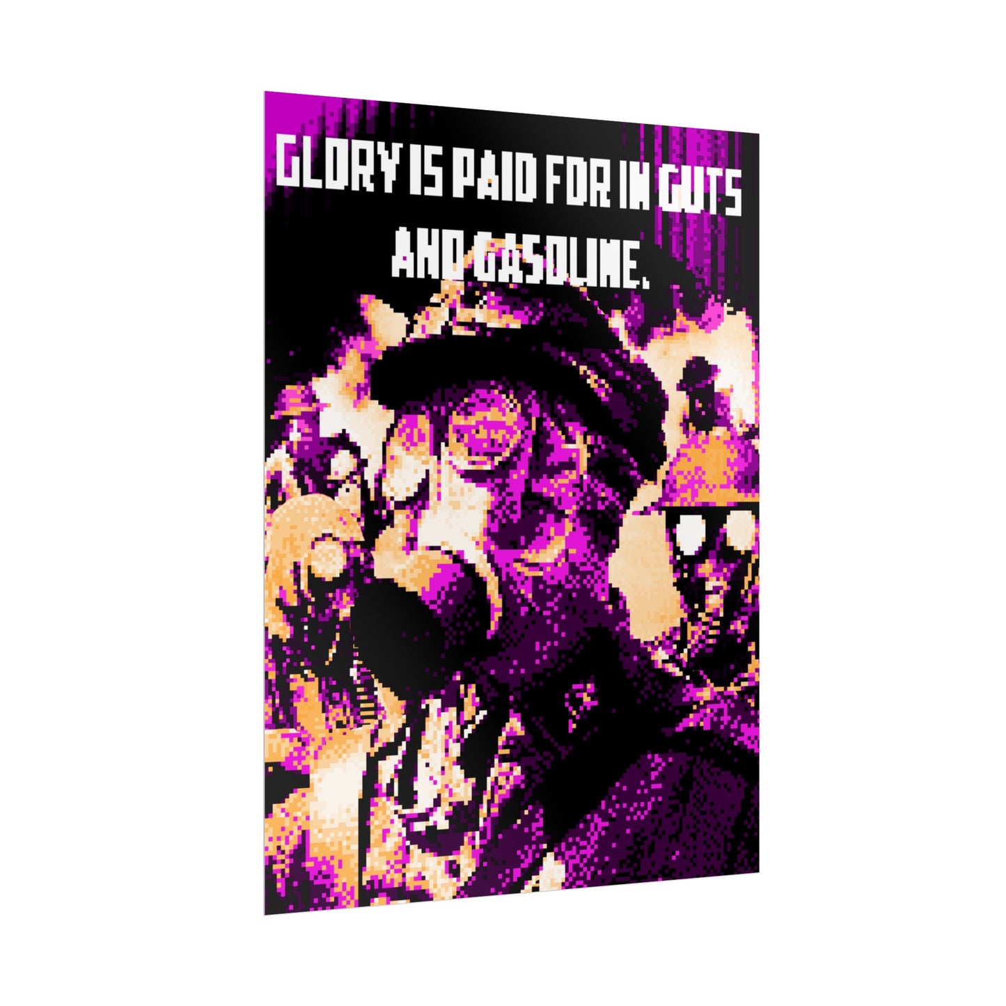 Glory Is Paid For in Guts and Gasoline - Retro Cyberpunk Gas Mask Poster