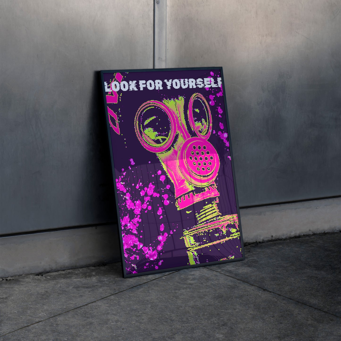 Look For Yourself - Neon Gas Mask Poster