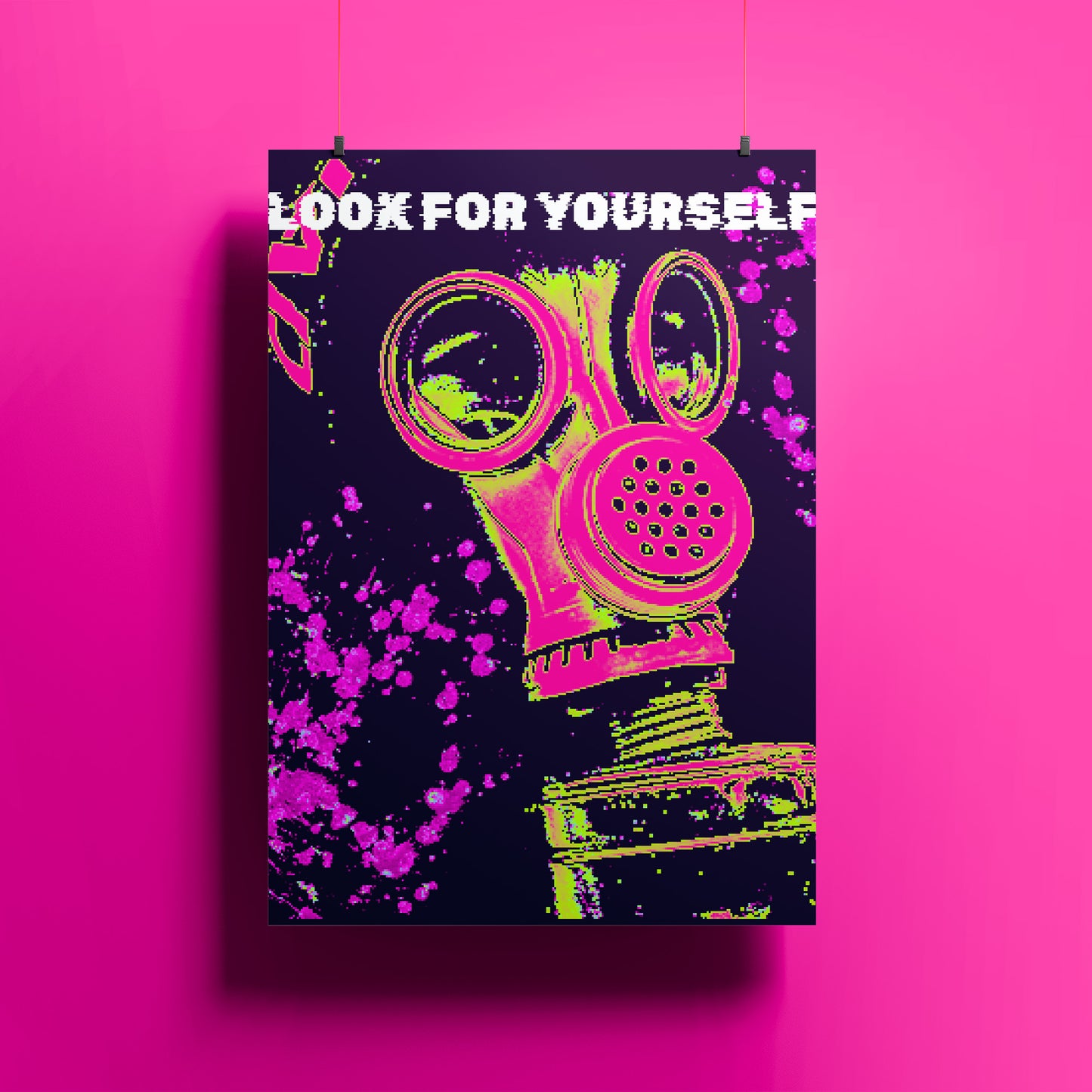 Look For Yourself - Neon Gas Mask Poster