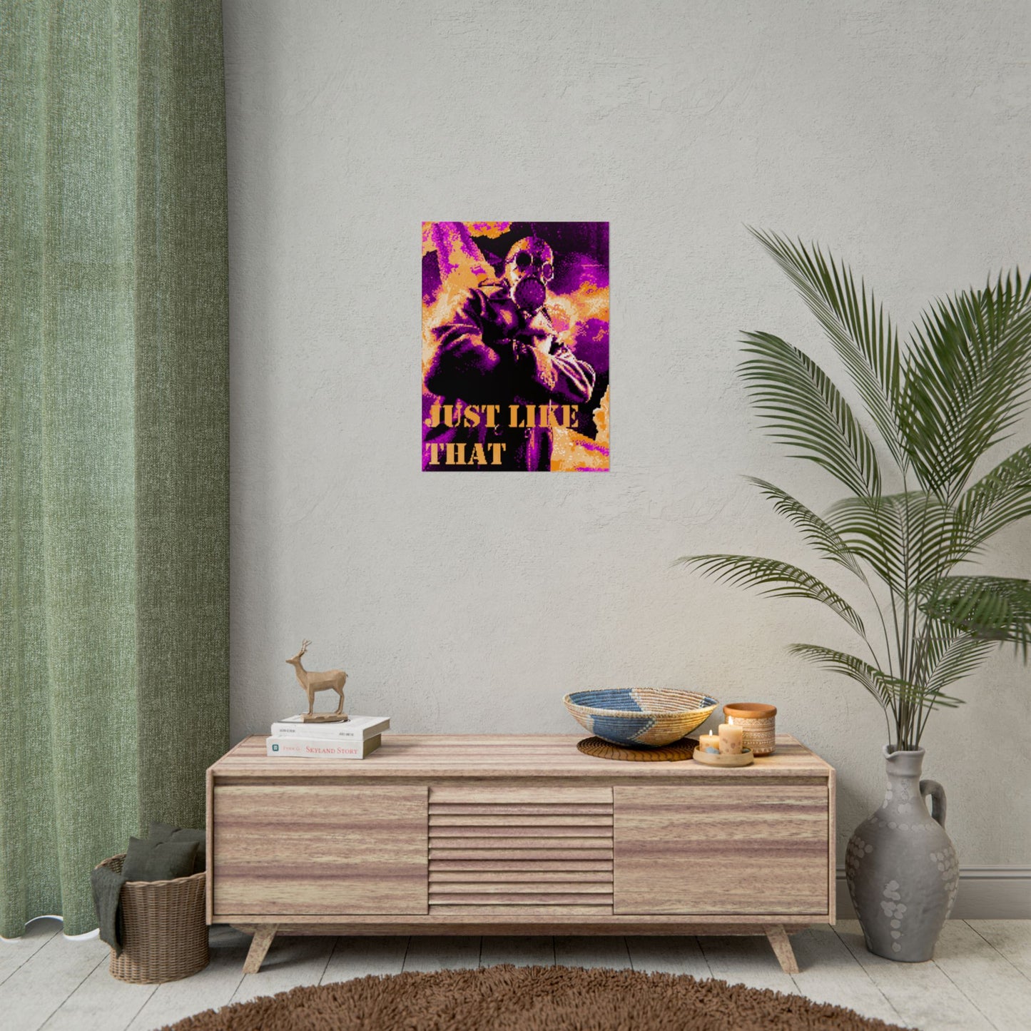 Just Like That – Neon Pixel Art Gas Mask poster