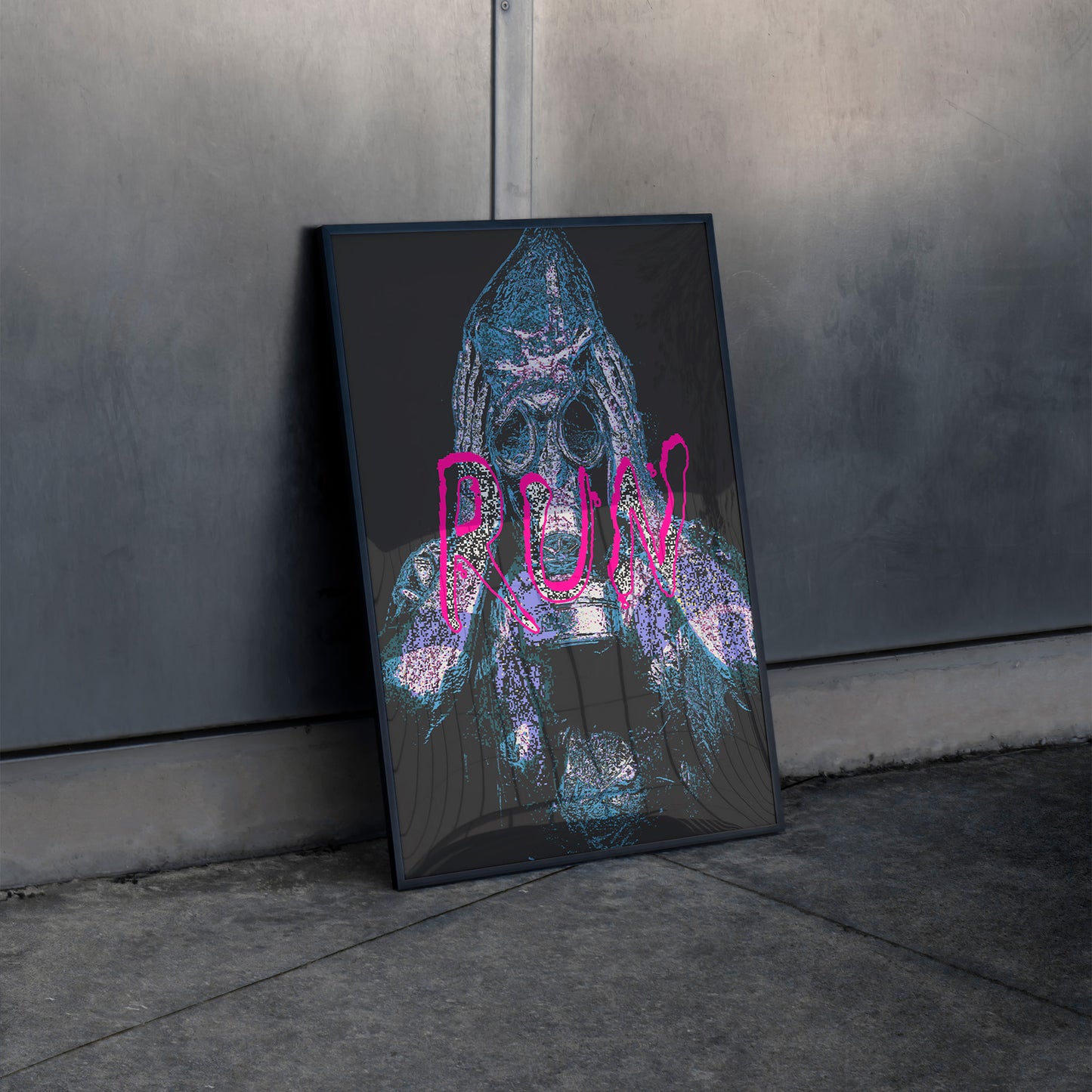 RUN – Distorted Horror Vaporwave Poster