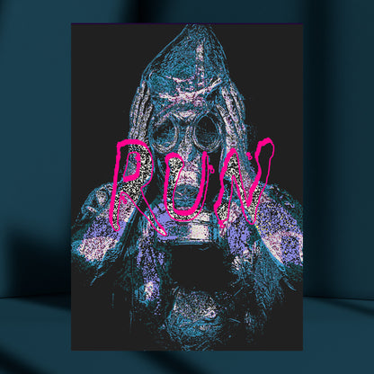 RUN – Distorted Horror Vaporwave Poster